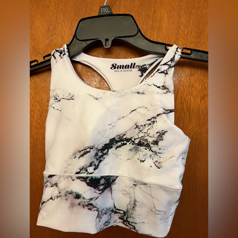 Colorado Threads - White Marble Crop Top